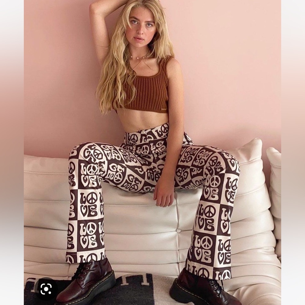 House of Sunny Love printed flare pant